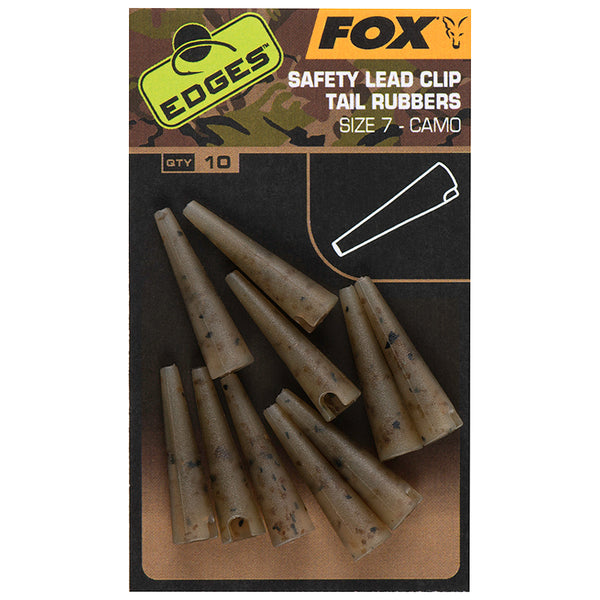 Fox Edges Camo Safety Lead Clip Tail Rubbers Size 7