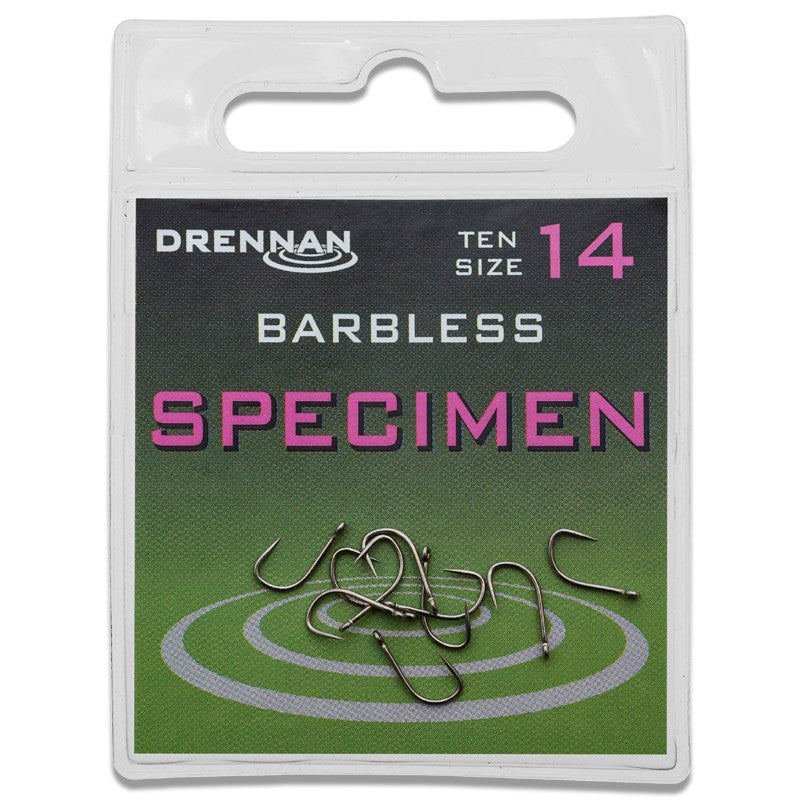Drennan Eyed Specimen Barbless Hooks Pack of 10