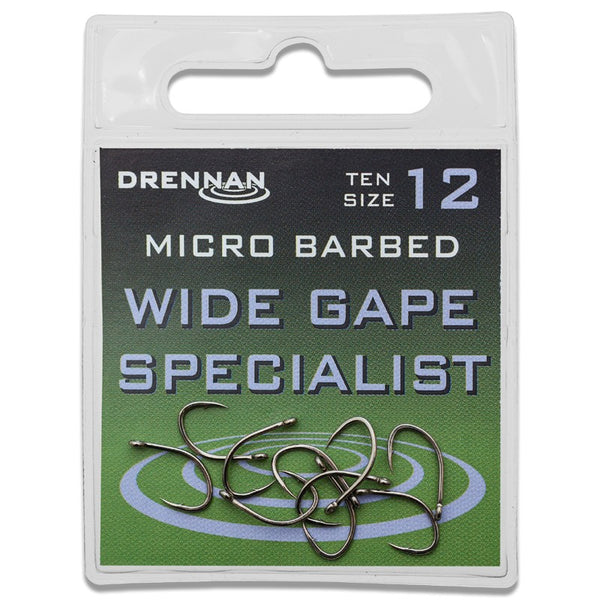 Drennan Eyed Specimen Wide Gape Specialist Micro Barbed Hooks Pack of 10