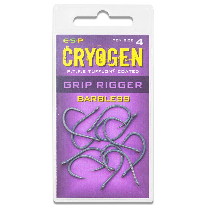 ESP Cryogen Grip Rigger Barbless Carp Hooks Pack of 10