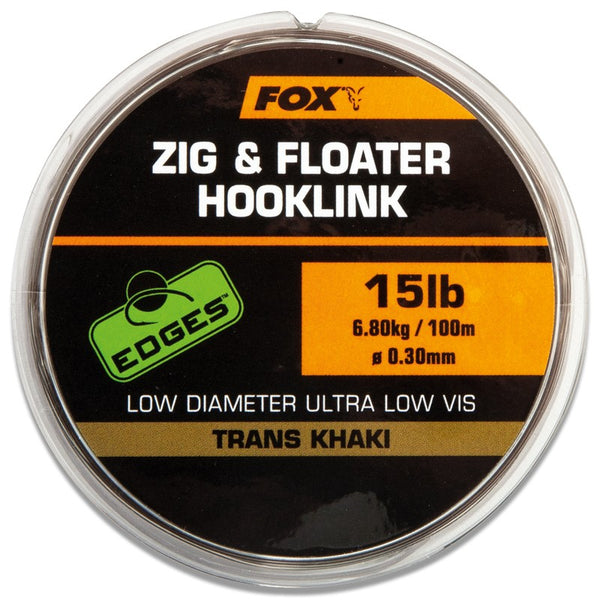 Fox Edges Zig & Floater Hooklink Trans Khaki 100m