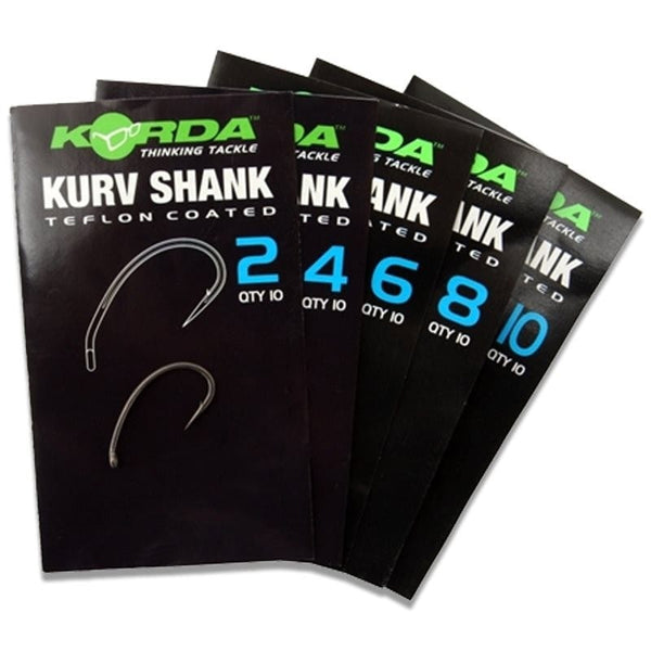 Korda Kurv Shank Micro Barbed Carp Hooks (10 per pack)